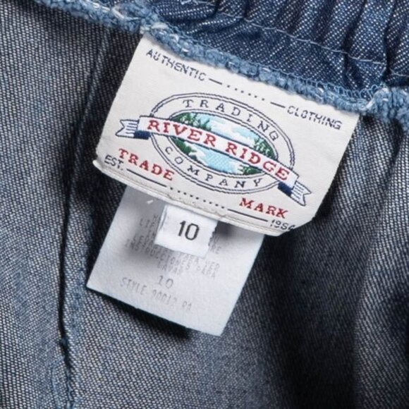 River Ridge VTG Denim Maxi Skirt 10 Womens Western Silver Button Elastic Waist - Picture 6 of 6